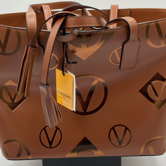 NEW! VALENTINO BY MARIO VALENTINO MAGNUS SOHO MONOGRAM LEATHER TOTE - Picture 4 of 16